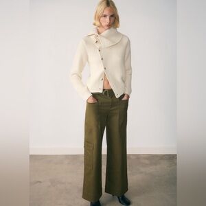 Mango FUNNEL-NECK SWEATER WITH BUTTONS Size M